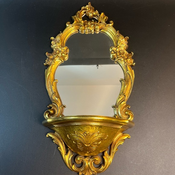 Elegant Gold Wall Mirror with Shelf - Picture 1 of 9